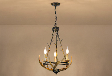 Debemenes Resin Antler Chandelier 3 Light, Large Retro Metal Farmhouse Pendant Light Fixture for Cabin Décor